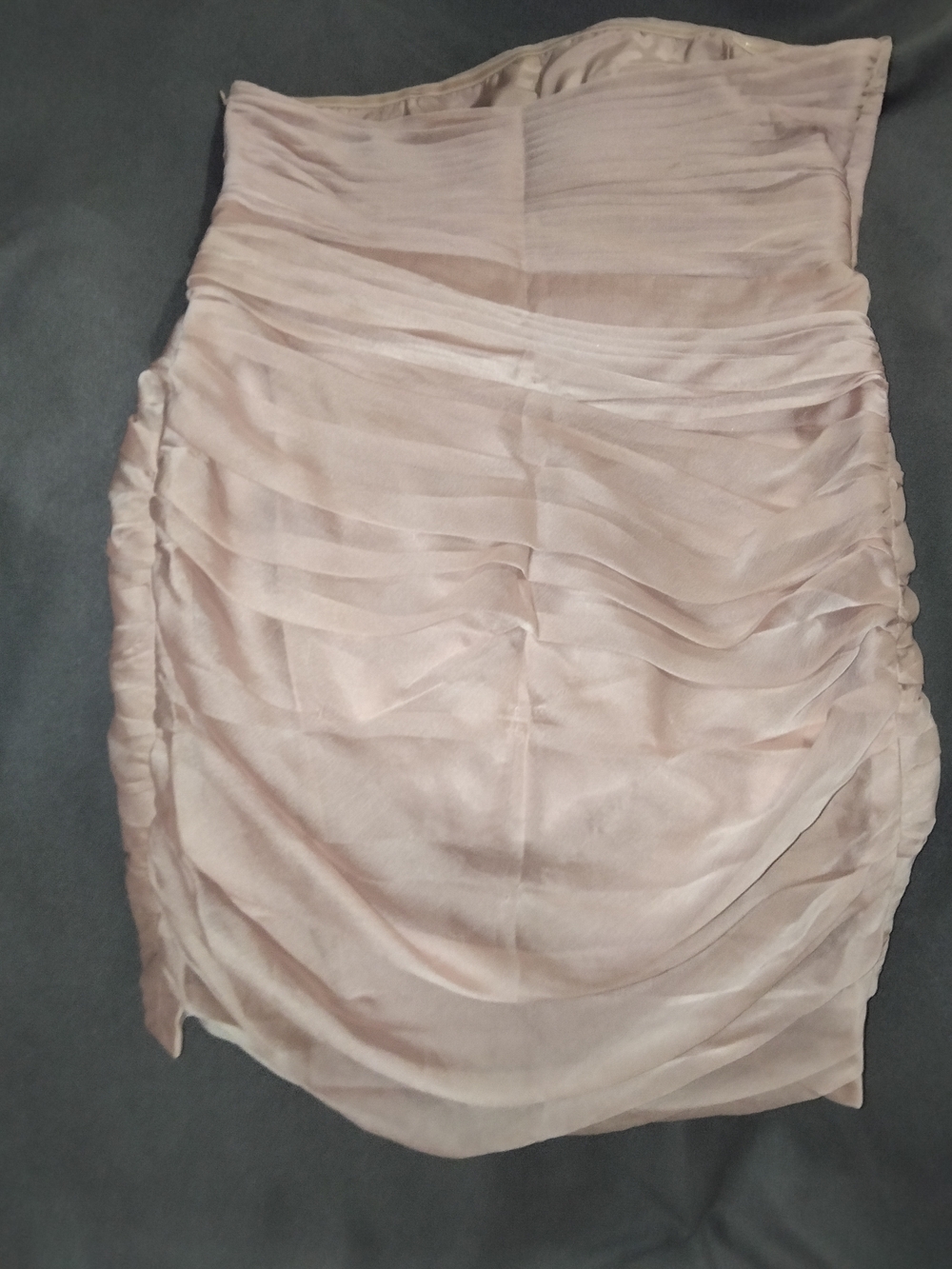 Monique Lhuillier Strapless Blush Chiffon Ruched Dress - Picture 3 of 5
